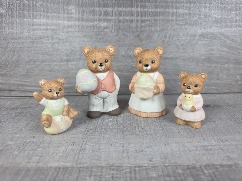 Homco Home Interiors Easter Bear Family 1430 Figurines Set of 4 Vintage 19a16
